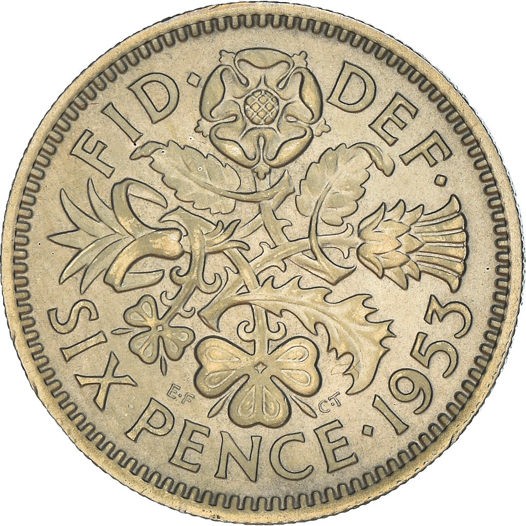 Münze, Großbritannien, Elizabeth II, 6 Pence, 1953, VZ, Copper-nickel, KM:889