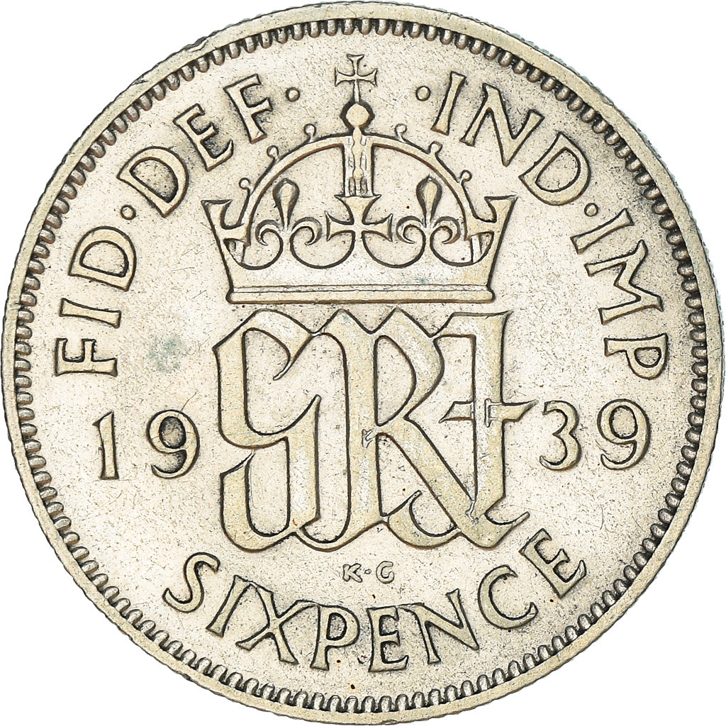 Coin, Great Britain, George VI, 6 Pence, 1939, EF(40-45), Silver, KM:852