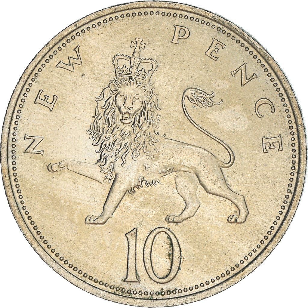 Coin, Great Britain, Elizabeth II, 10 New Pence, 1970, MS(63), Copper-nickel