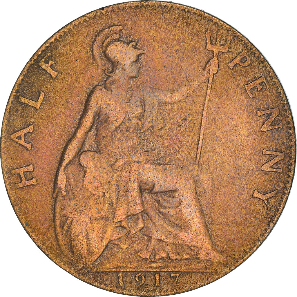 Monnaie, Grande-Bretagne, George V, 1/2 Penny, 1917, TB+, Bronze, KM:809