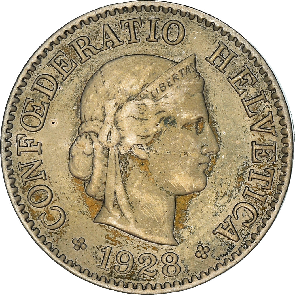 Coin, Switzerland, 5 Rappen, 1928, Bern, VF(30-35), Copper-nickel, KM:26