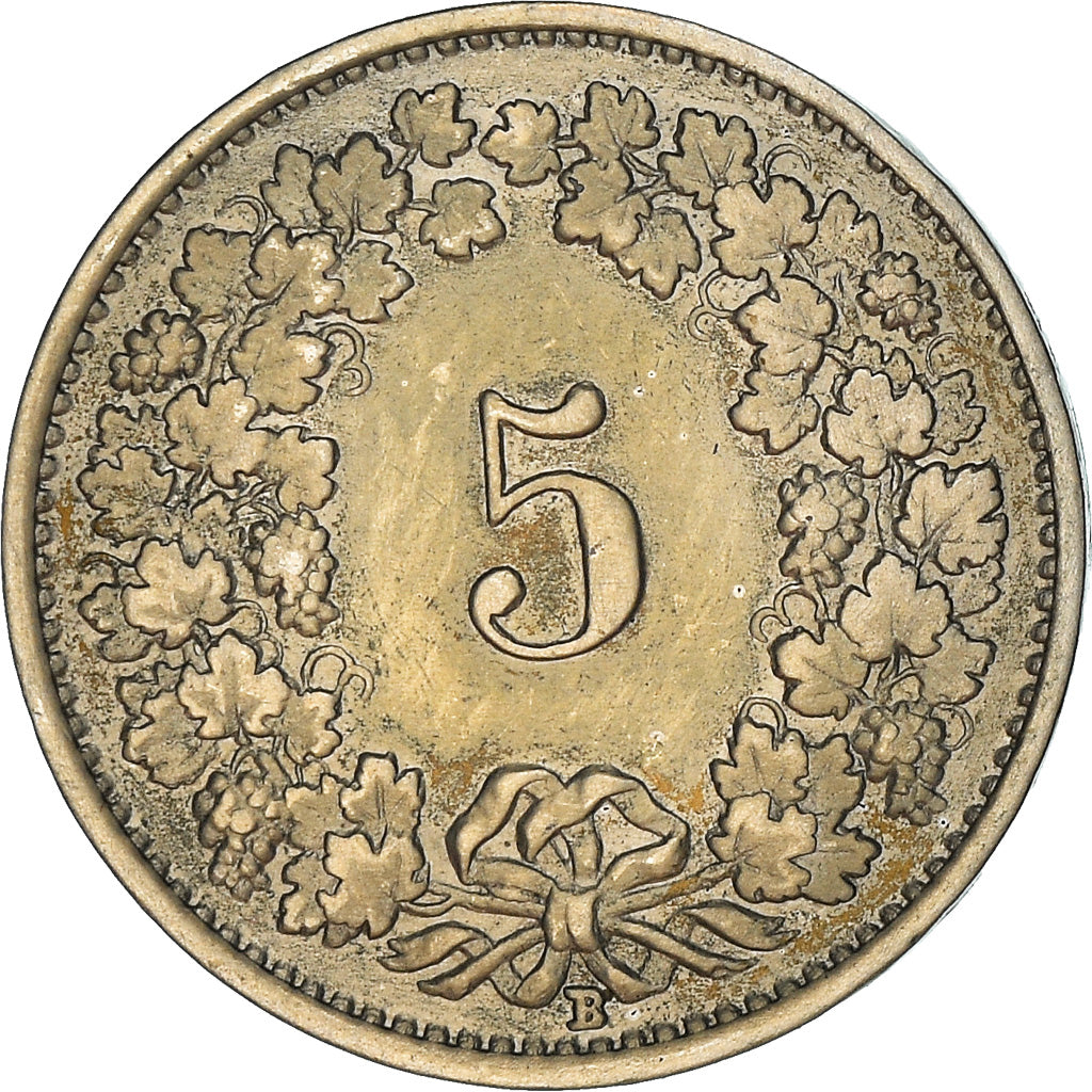 Coin, Switzerland, 5 Rappen, 1928, Bern, VF(30-35), Copper-nickel, KM:26