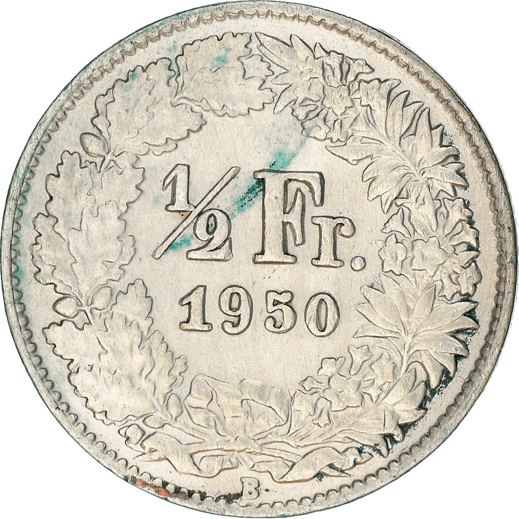 Munten, Zwitserland, 1/2 Franc, 1950, Bern, ZF, Zilver, KM:23