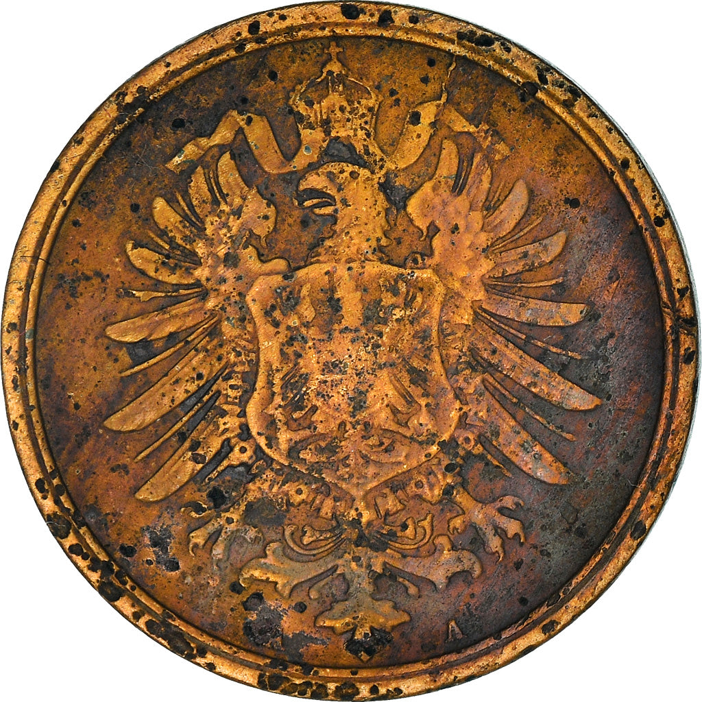 Coin, GERMANY - EMPIRE, Wilhelm I, 2 Pfennig, 1875, Berlin, VF(20-25), Copper