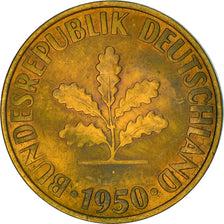 Coin, GERMANY - FEDERAL REPUBLIC, 10 Pfennig, 1950, Karlsruhe, AU(50-53), Brass