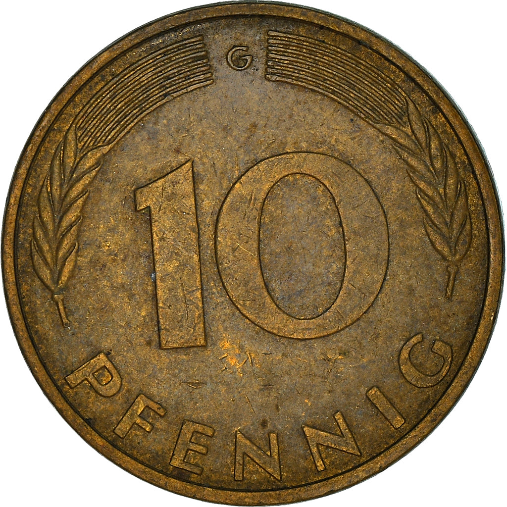 Munten, Federale Duitse Republiek, 10 Pfennig, 1981, Karlsruhe, ZF, Brass Clad
