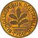 Coin, GERMANY - FEDERAL REPUBLIC, 10 Pfennig, 1986, Karlsruhe, EF(40-45), Brass