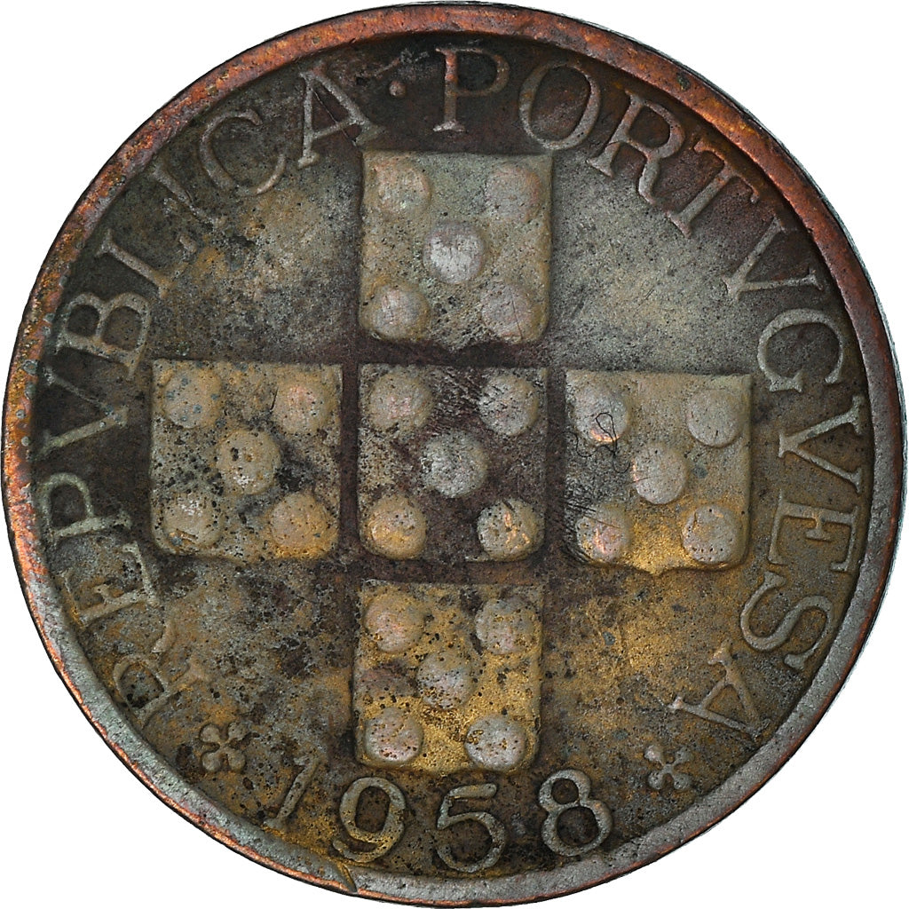 Coin, Portugal, 10 Centavos, 1958, VF(20-25), Bronze, KM:583