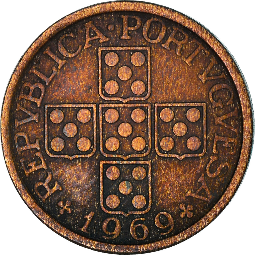 Coin, Portugal, 20 Centavos, 1969, EF(40-45), Bronze, KM:595