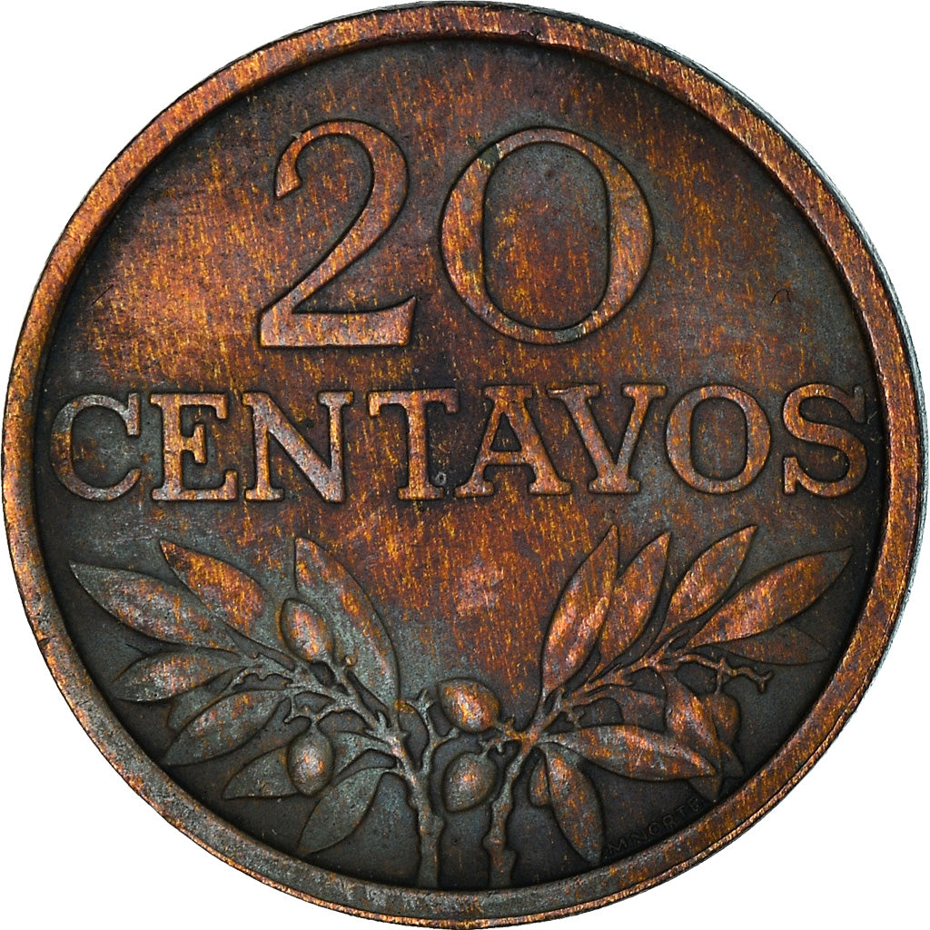 Coin, Portugal, 20 Centavos, 1969, EF(40-45), Bronze, KM:595