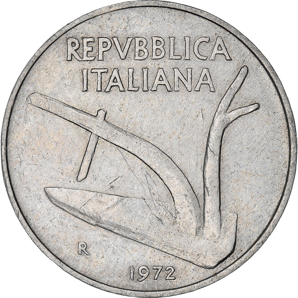 Coin, Italy, 10 Lire, 1972, Rome, AU(50-53), Aluminum, KM:93