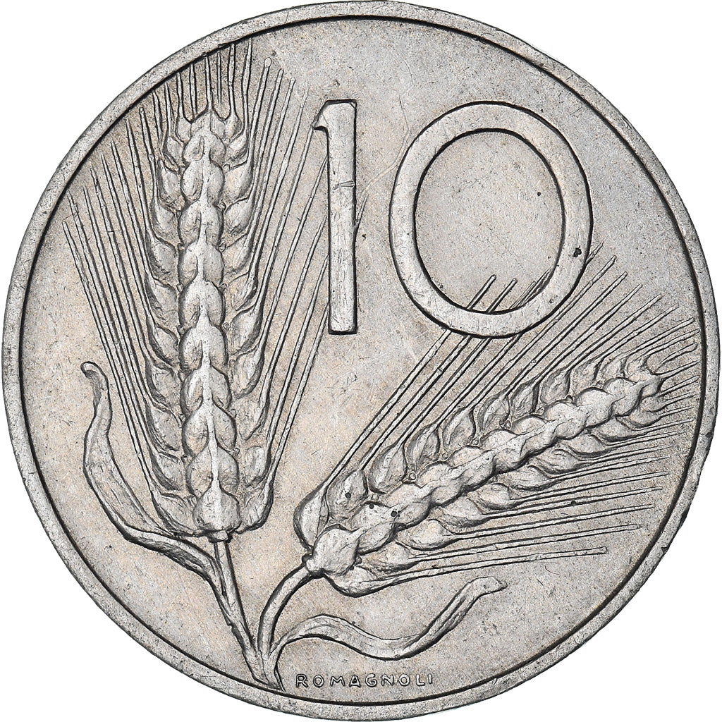 Coin, Italy, 10 Lire, 1972, Rome, AU(50-53), Aluminum, KM:93