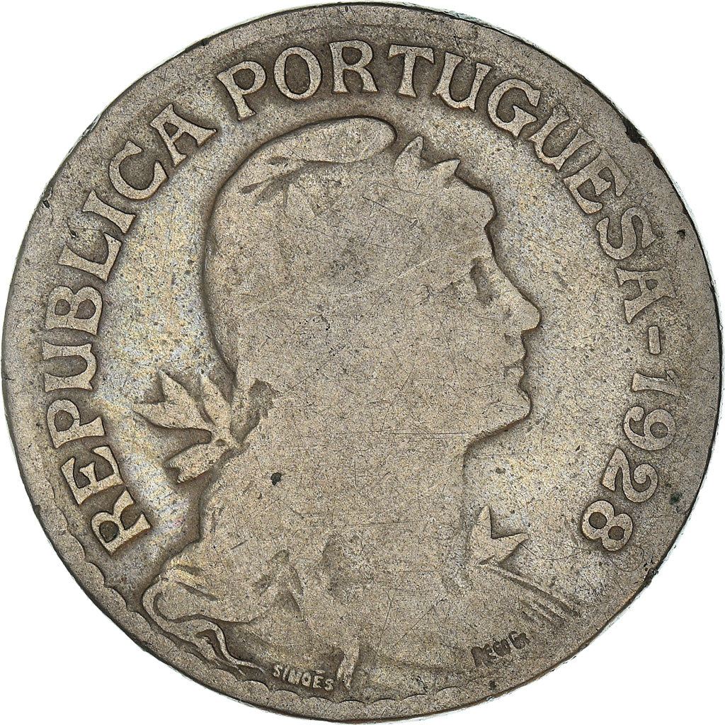 Monnaie, Portugal, Escudo, 1928, B+, Cupro-nickel, KM:578