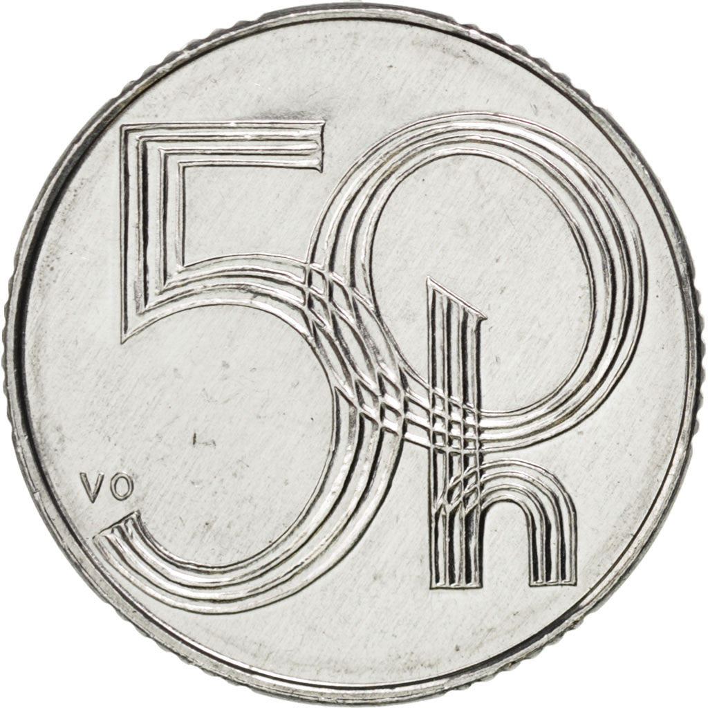 Coin, Czech Republic, 50 Haleru, 1997, MS(65-70), Aluminum, KM:3.1