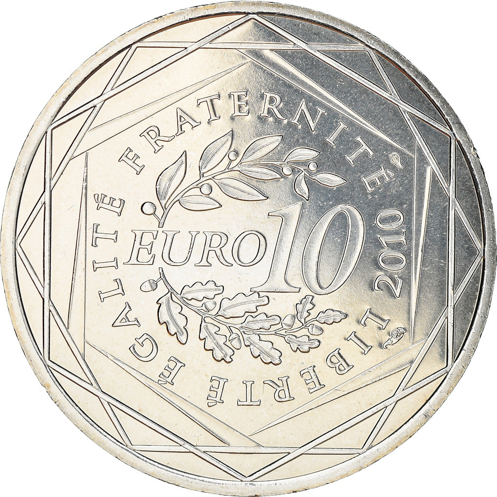 France, 10 Euro, Auvergne, 2010, MS(63), Silver