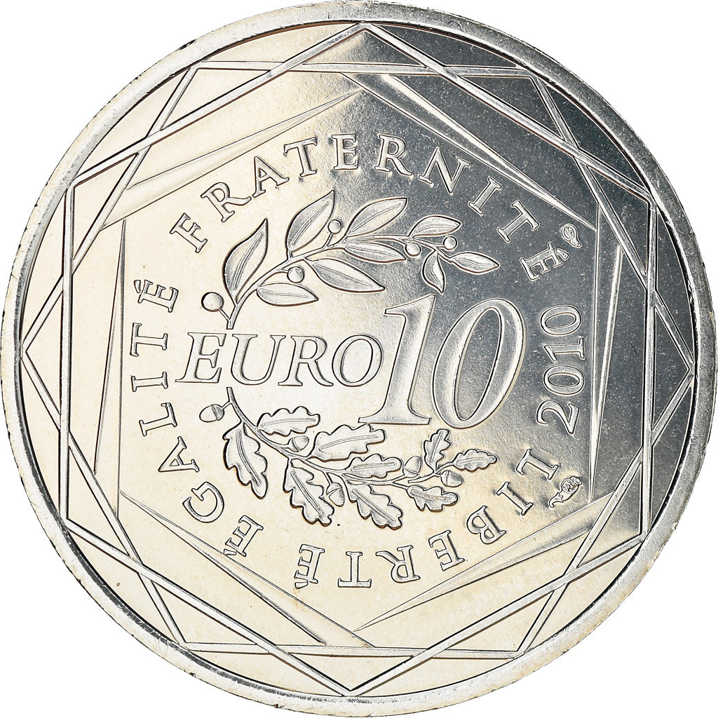 France, 10 Euro, Rhône Alpes, 2010, MS(63), Silver