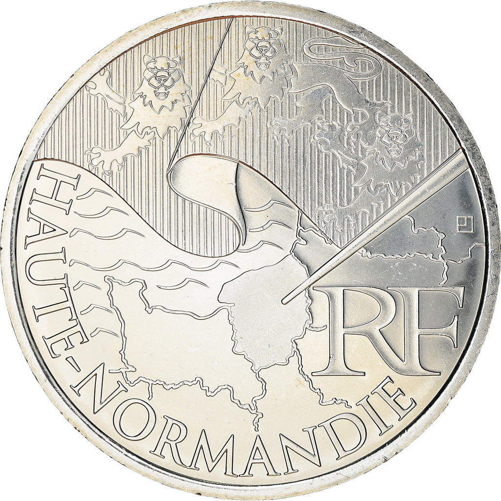 France, 10 Euro, Haute Normandie, 2010, MS(63), Silver