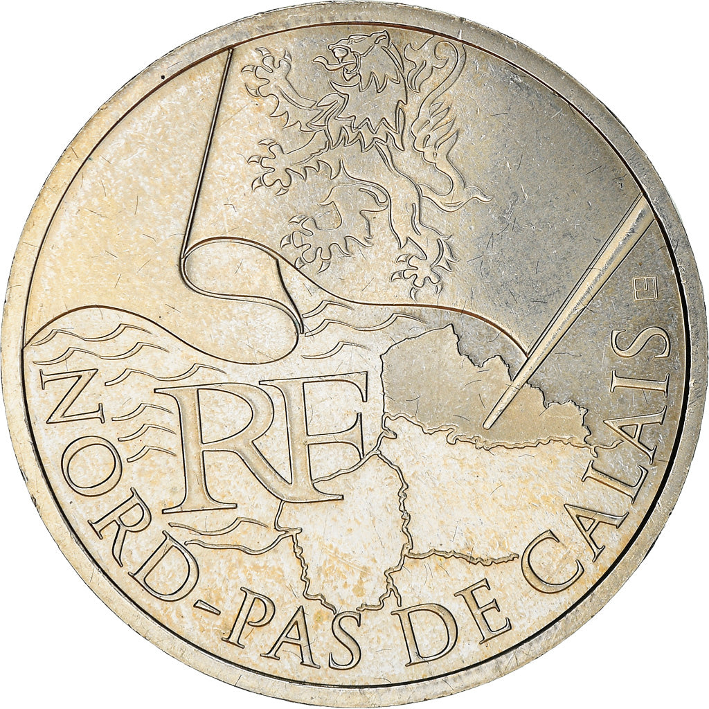 França, 10 Euro, Nord-Pas de Calais, 2010, MS(63), Prata