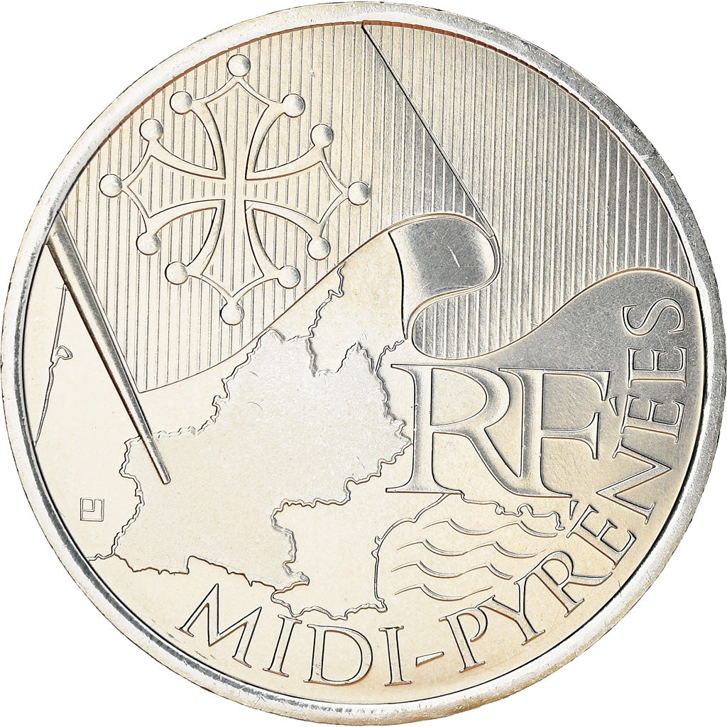 France, 10 Euro, Midi-Pyrénées, 2010, MS(63), Silver