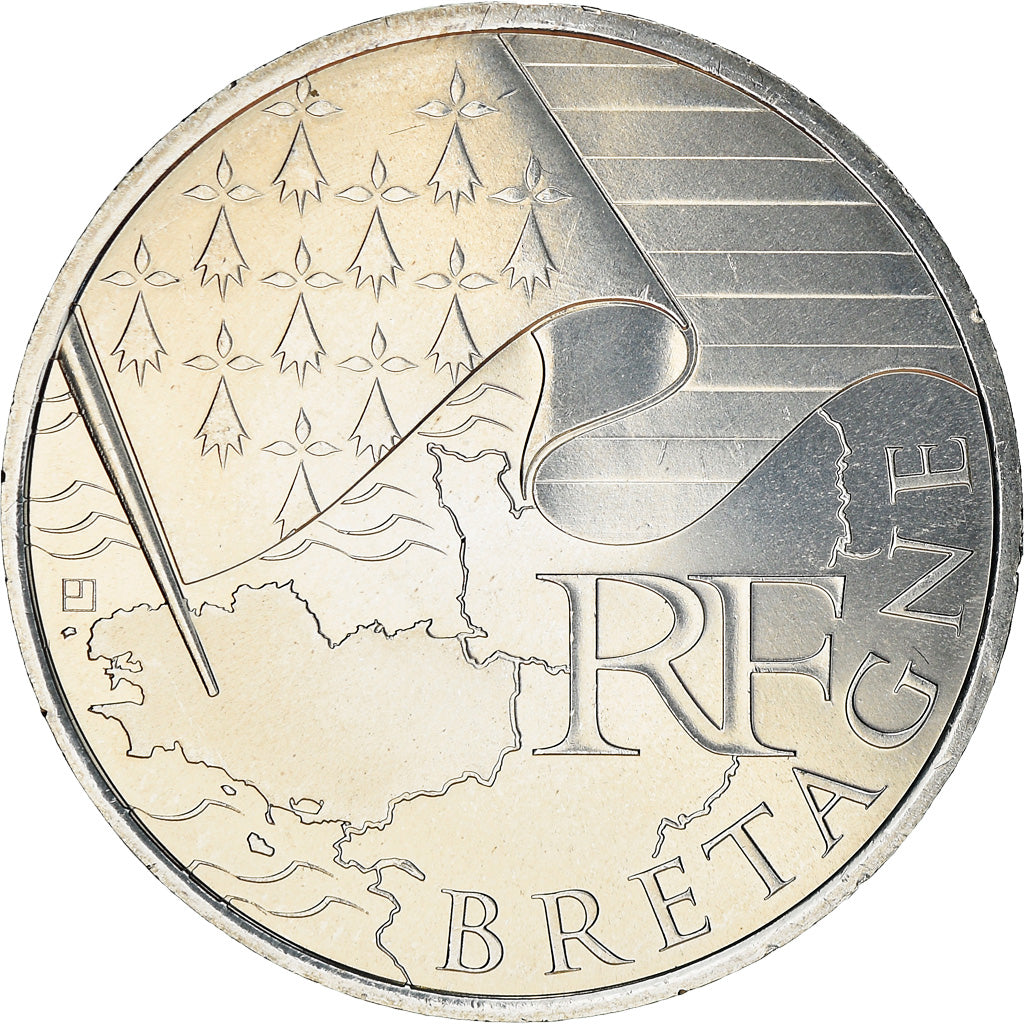 France, 10 Euro, Bretagne, 2010, MS(63), Silver