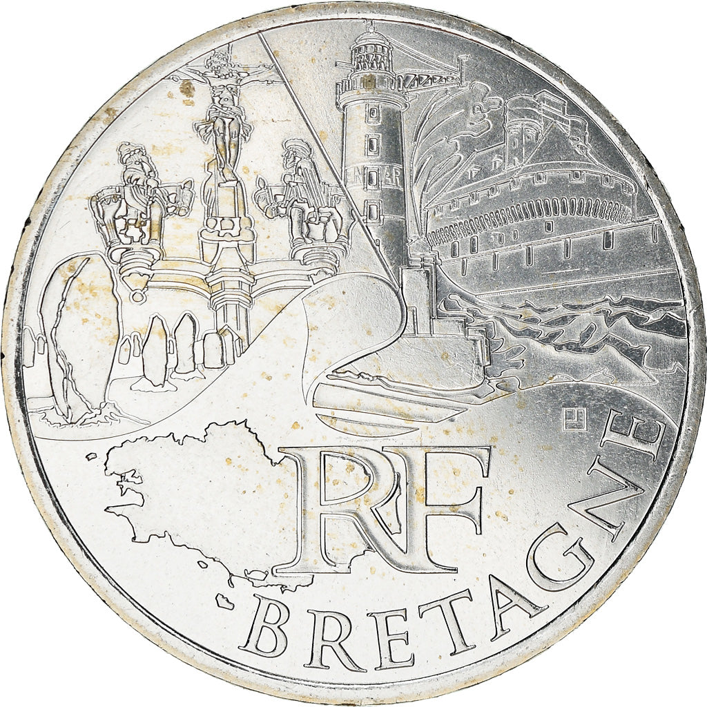 France, 10 Euro, Bretagne, 2011, MS(63), Silver