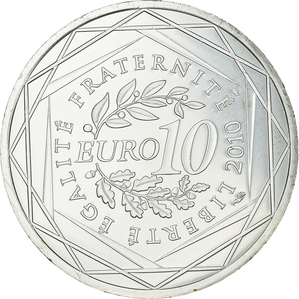 France, 10 Euro, Réunion, 2010, MS(63), Silver