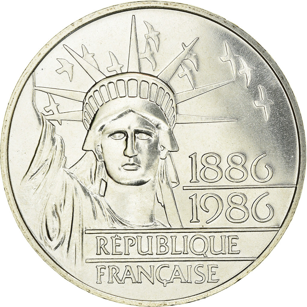 Coin, France, Statue de la Liberté, 100 Francs, 1986, FDC, MS(65-70), Silver