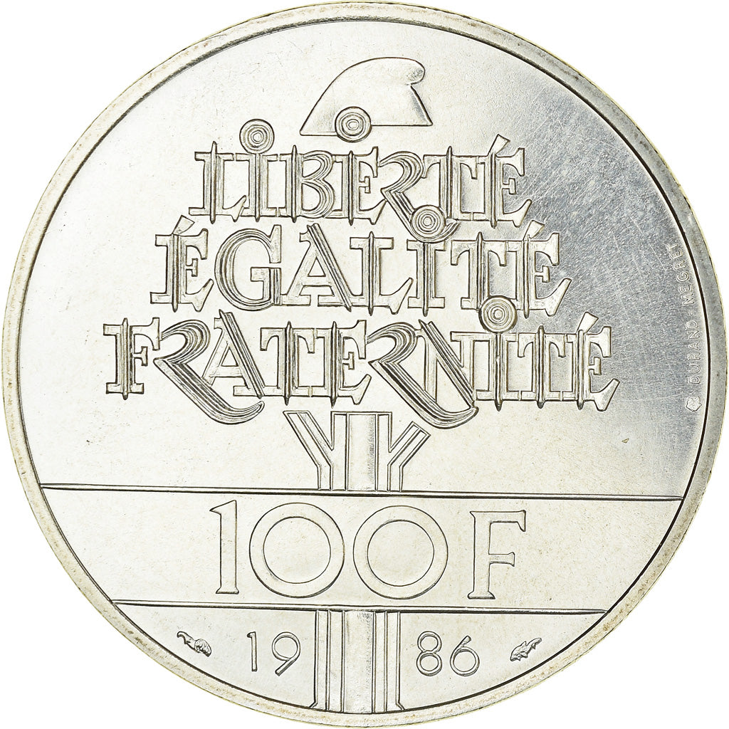 Coin, France, Statue de la Liberté, 100 Francs, 1986, FDC, MS(65-70), Silver
