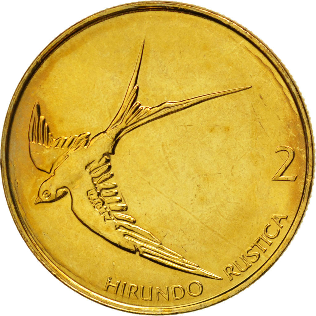 Coin, Slovenia, 2 Tolarja, 2004, MS(65-70), Nickel-brass, KM:5