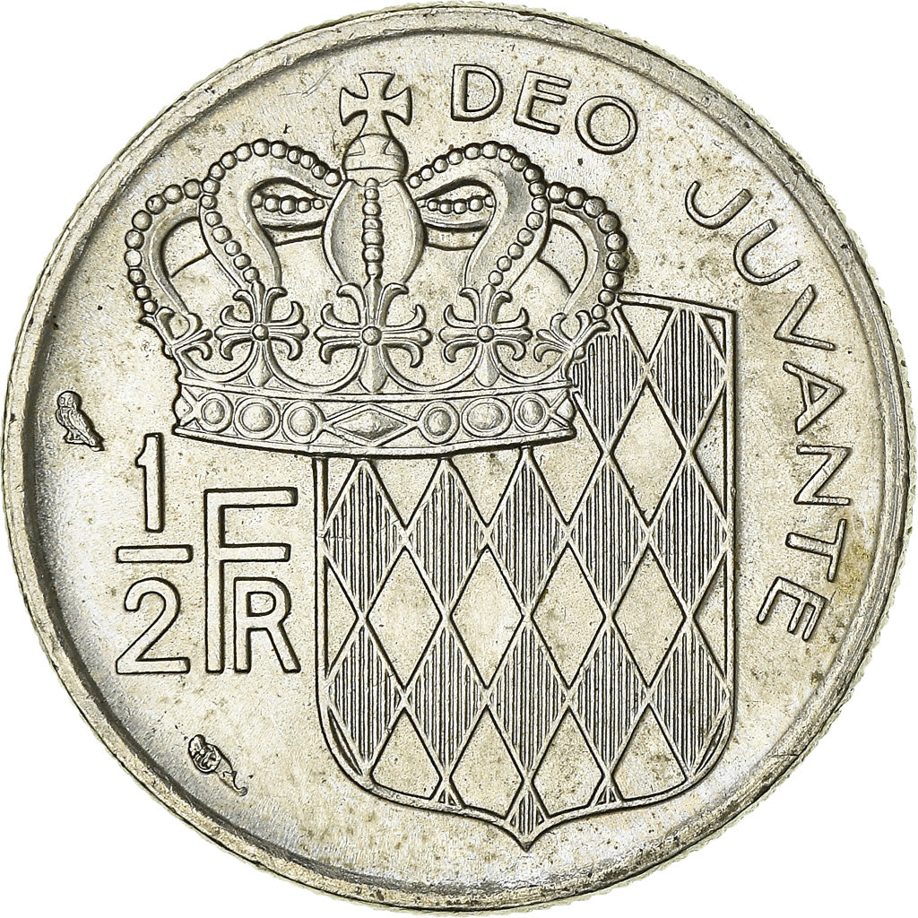 Coin, Monaco, Rainier III, 1/2 Franc, 1974, AU(55-58), Nickel, KM:145