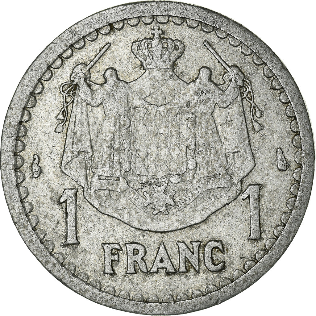 Coin, Monaco, Louis II, Franc, Undated (1943), VF(30-35), Aluminum, KM:120