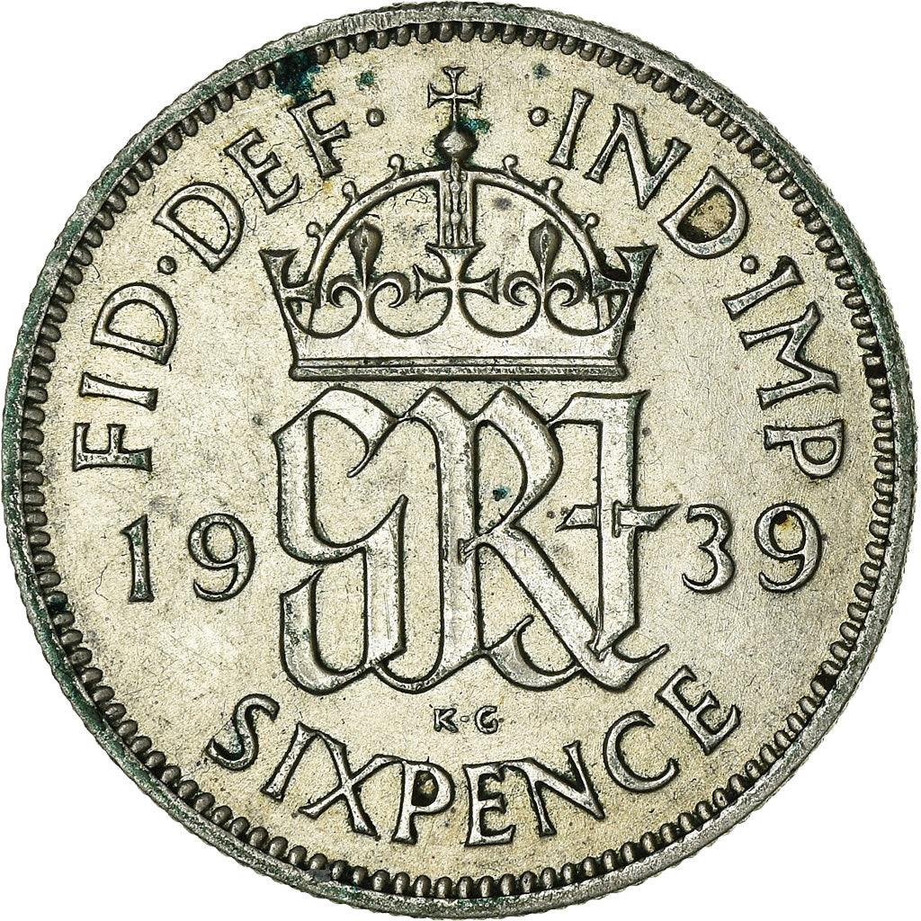 Coin, Great Britain, George VI, 6 Pence, 1939, AU(50-53), Silver, KM:852