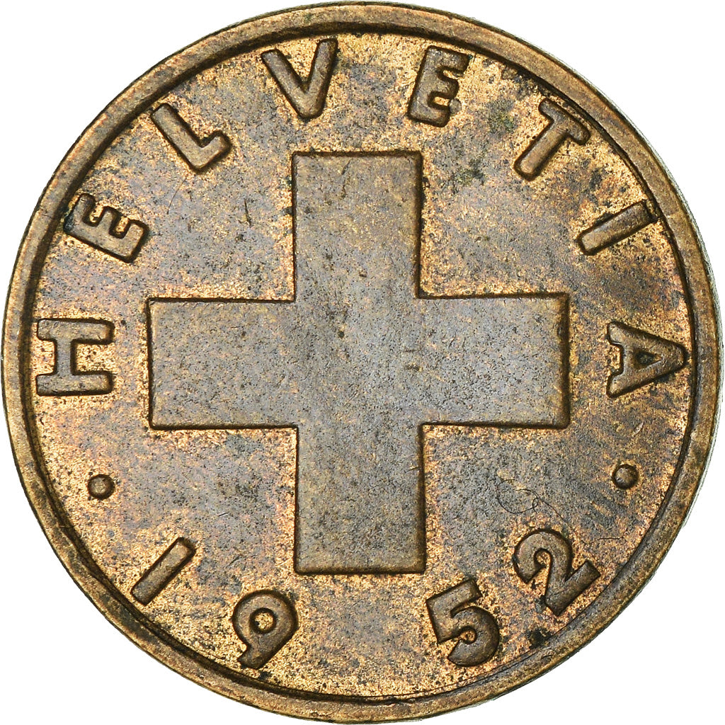 Coin, Switzerland, 2 Rappen, 1952, Bern, EF(40-45), Bronze, KM:47