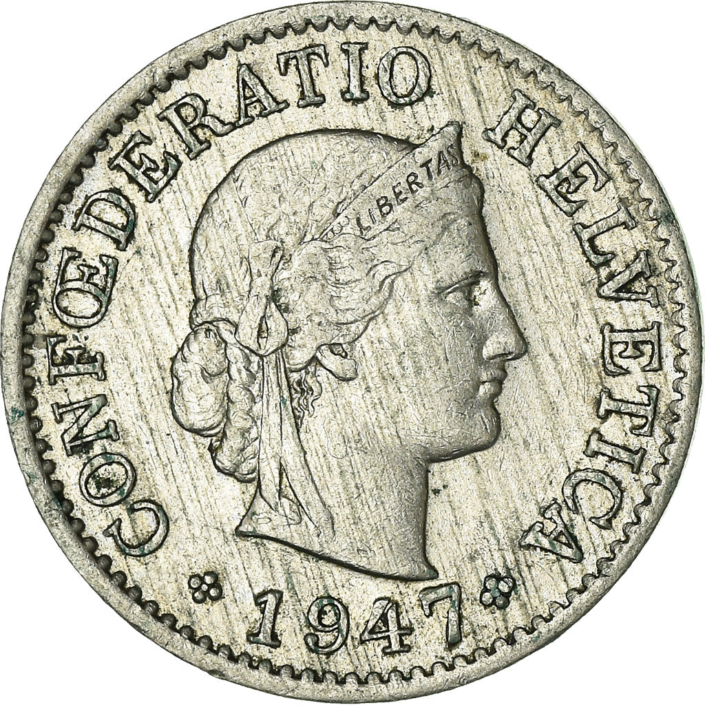Coin, Switzerland, 5 Rappen, 1947, Bern, VF(30-35), Copper-nickel, KM:26