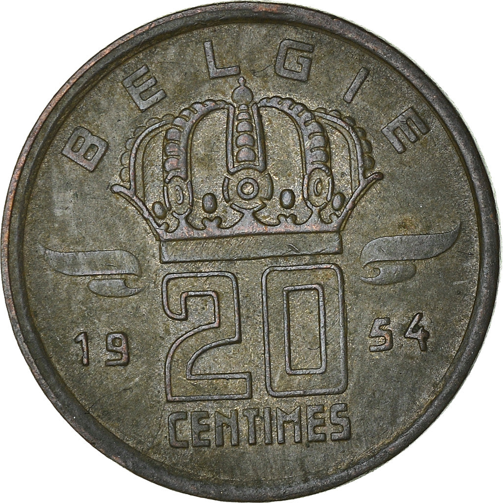 Münze, Belgien, 20 Centimes, 1954, SS, Bronze, KM:147.1