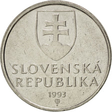 Moneda, Eslovaquia, 5 Koruna, 1993, SC, Níquel chapado en acero, KM:14