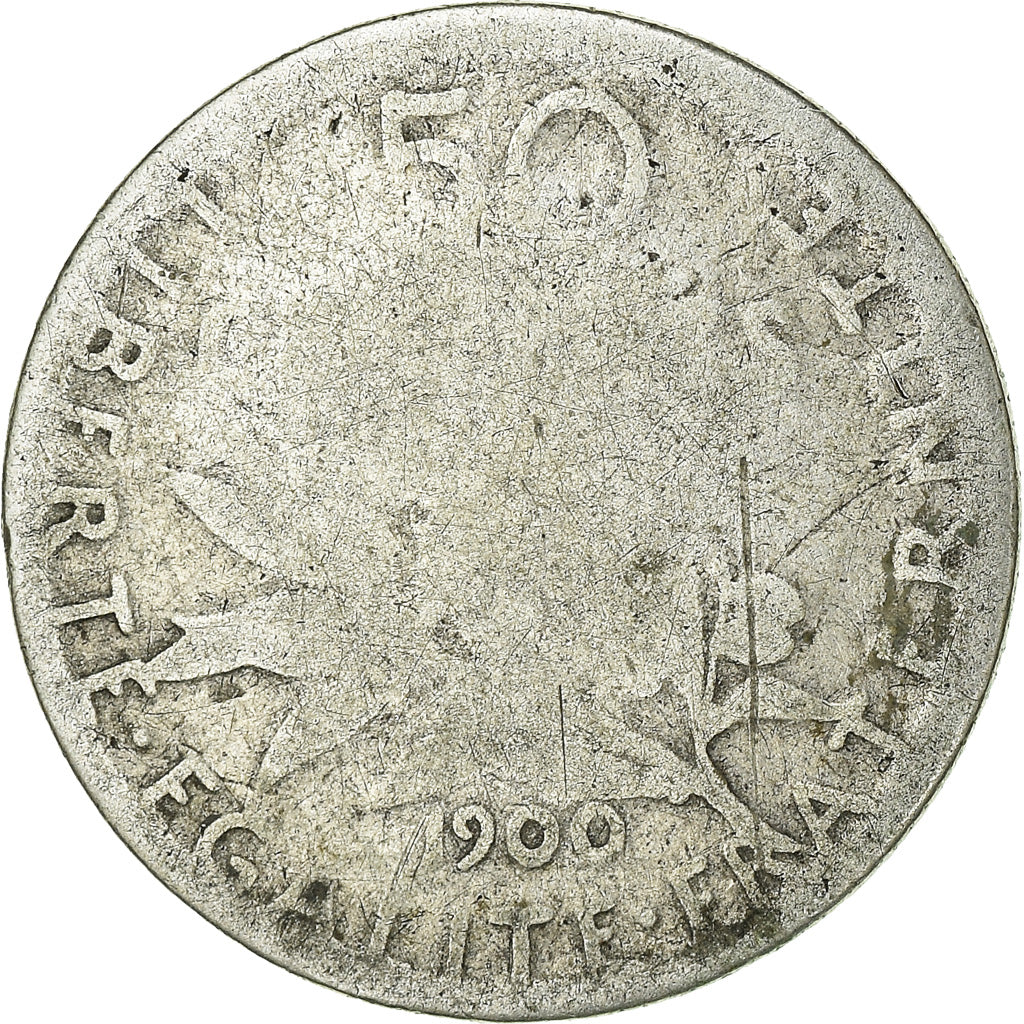 Coin, France, Semeuse, 50 Centimes, 1900, Paris, F(12-15), Silver, KM:854