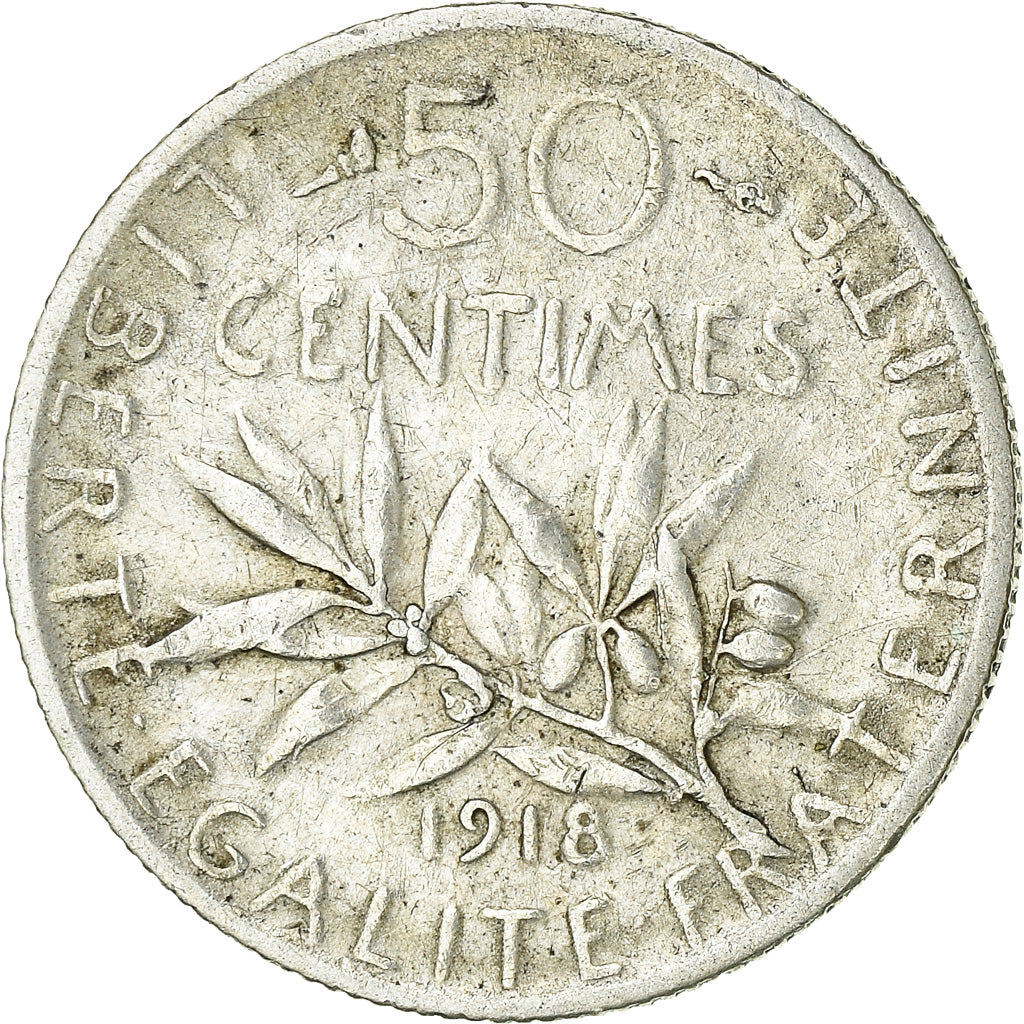 Monnaie, France, Semeuse, 50 Centimes, 1918, Paris, TTB, Argent, KM:854