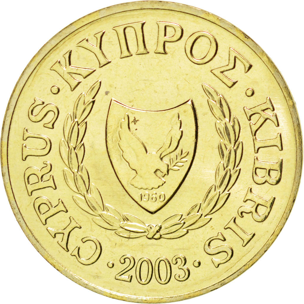Coin, Cyprus, 2 Cents, 2003, MS(65-70), Nickel-brass, KM:54.3
