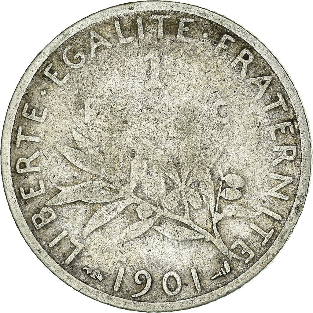 Coin, France, Semeuse, Franc, 1901, Paris, VF(30-35), Silver, KM:844.1