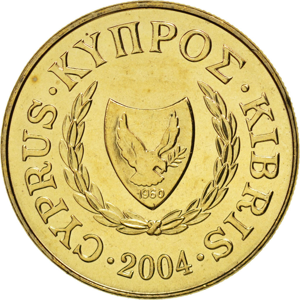 Coin, Cyprus, 20 Cents, 2004, MS(65-70), Nickel-brass, KM:62.2