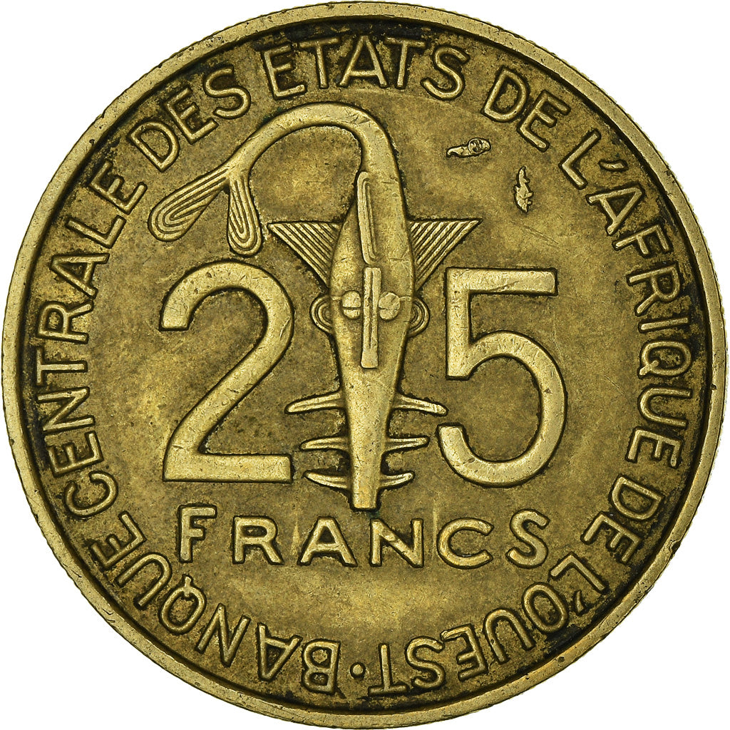 Coin, West African States, 25 Francs, 1975, EF(40-45), Aluminum-Bronze, KM:5