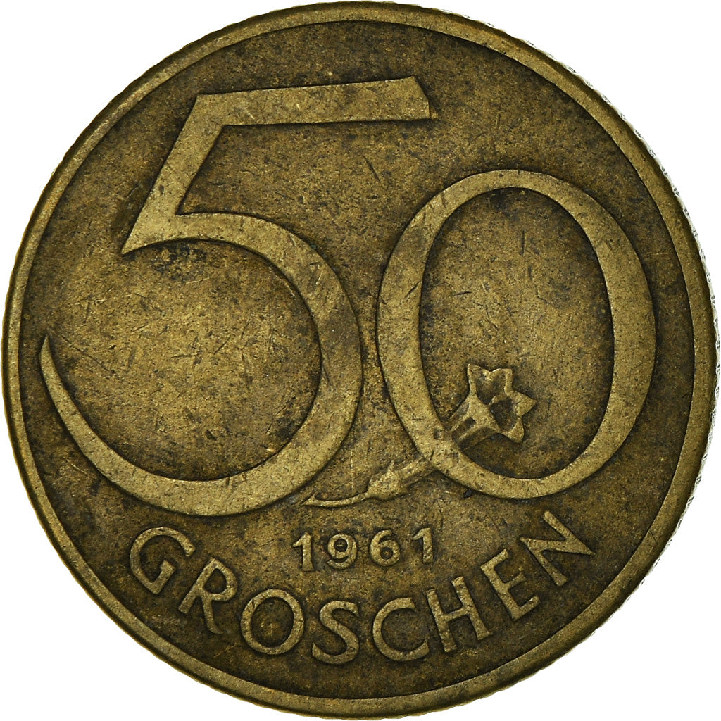 Coin, Austria, 50 Groschen, 1961, VF(20-25), Aluminum-Bronze, KM:2885