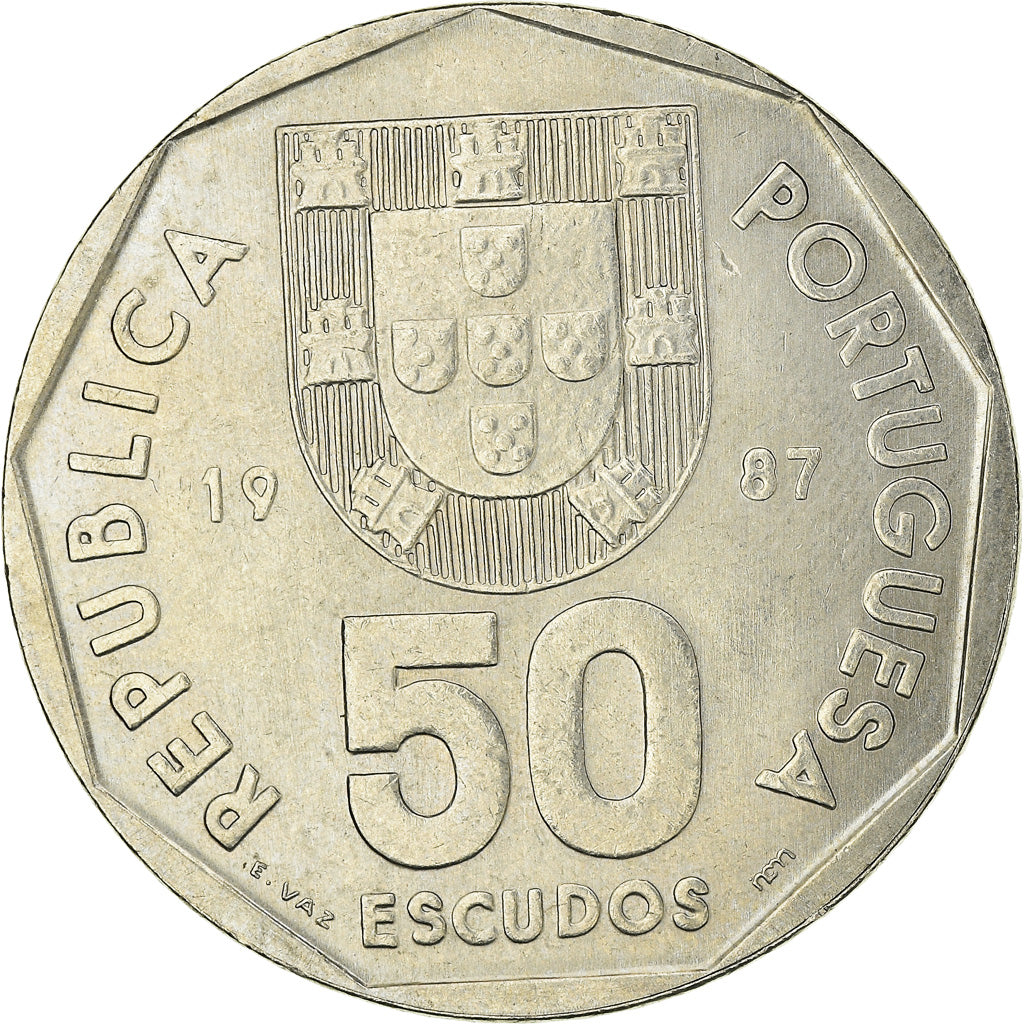 Coin, Portugal, 50 Escudos, 1987, AU(55-58), Copper-nickel, KM:636