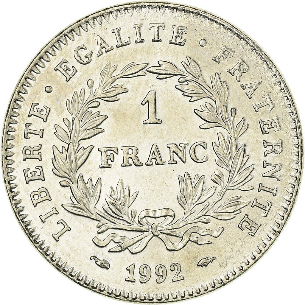 Coin, France, République, Franc, 1992, Paris, MS(60-62), Nickel, KM:1004.1