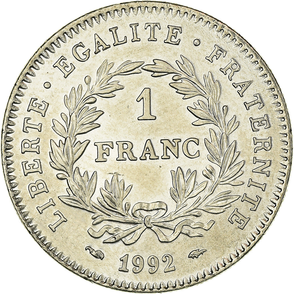 Coin, France, République, Franc, 1992, Paris, MS(60-62), Nickel, KM:1004.1