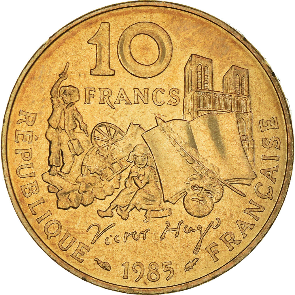 Moneta, Francja, Victor Hugo, 10 Francs, 1985, AU(55-58), Nikiel-Brąz, KM:956