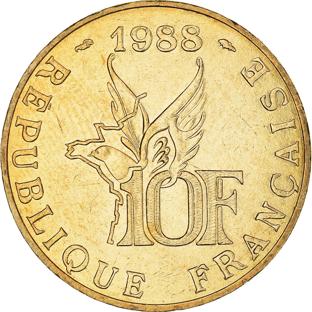 Coin, France, Roland Garros, 10 Francs, 1988, AU(50-53), Aluminum-Bronze, KM:965