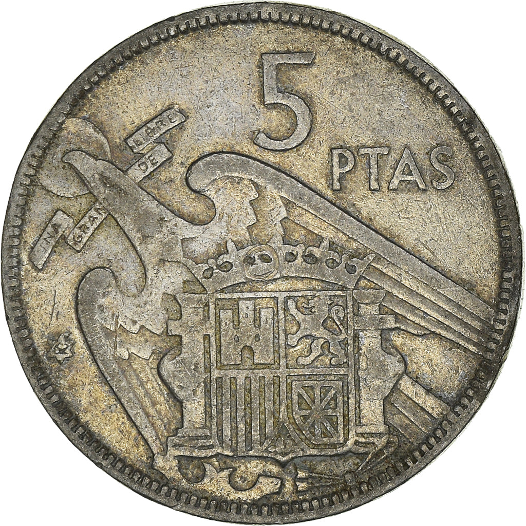 Moneda, España, Caudillo and regent, 5 Pesetas, 1962, BC+, Cobre - níquel