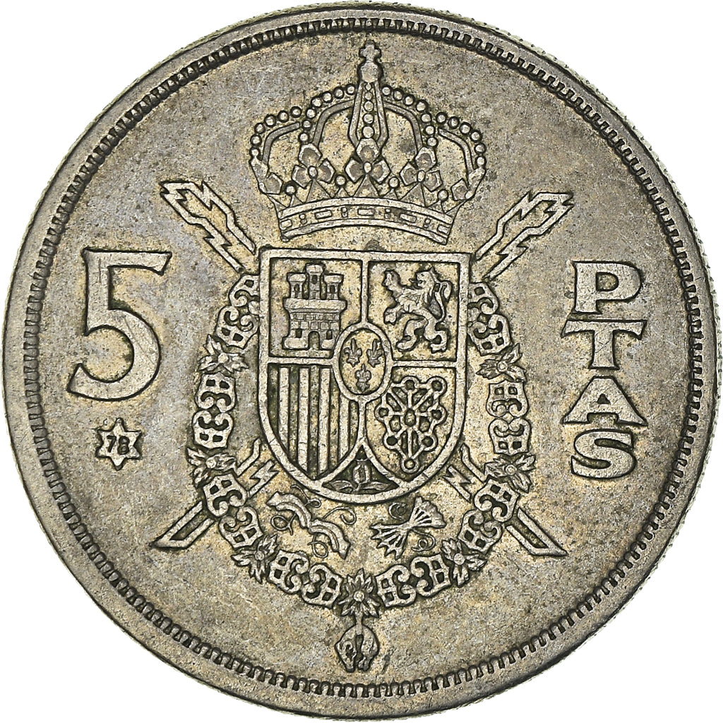 Coin, Spain, Juan Carlos I, 5 Pesetas, 1978, EF(40-45), Copper-nickel, KM:807